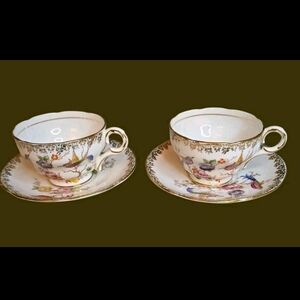 Melba Bone China Teacup & Saucer Set of 2 - England - Rare Vintage